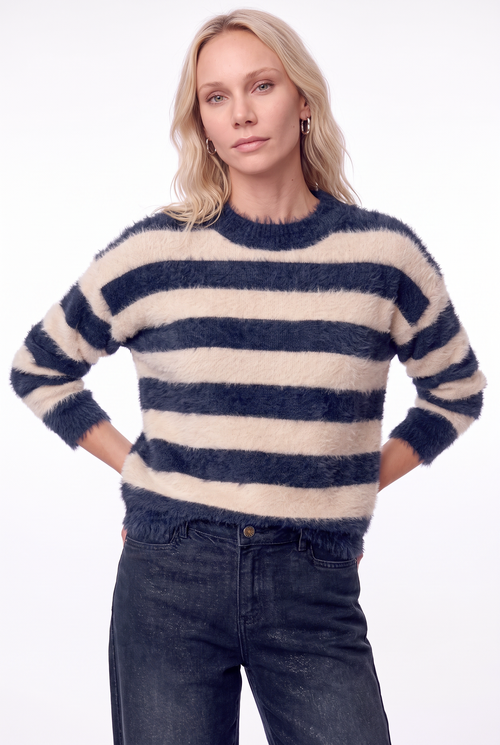Aurelia Sweater | Navy Stripe