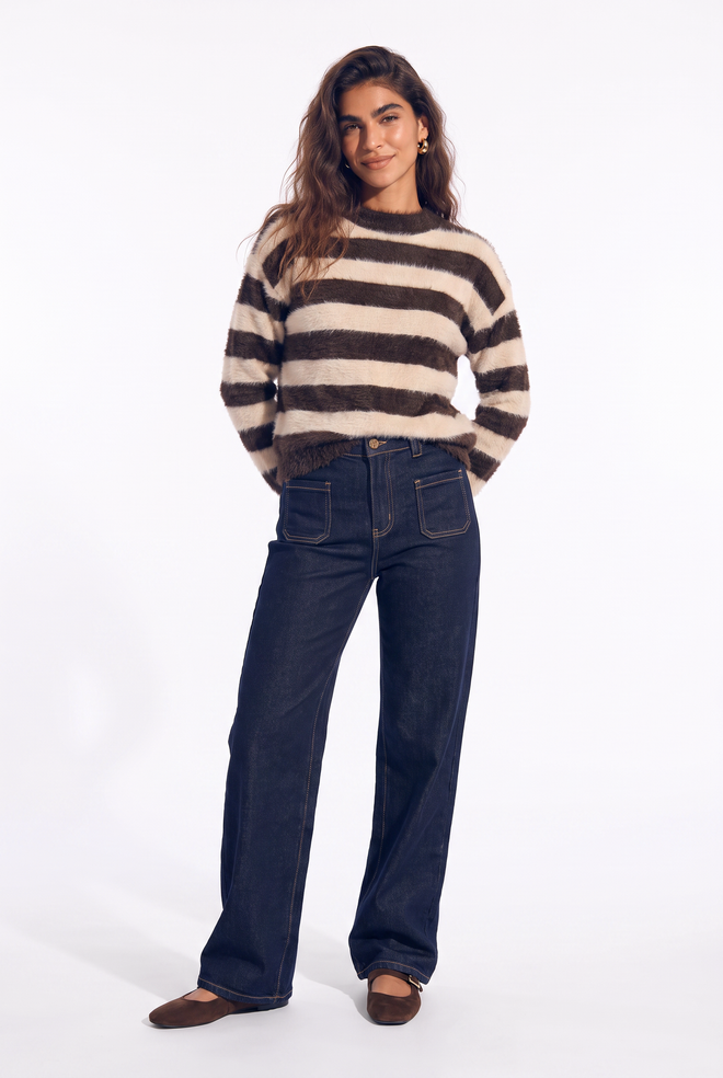 Aurelia Sweater | Brown Stripe