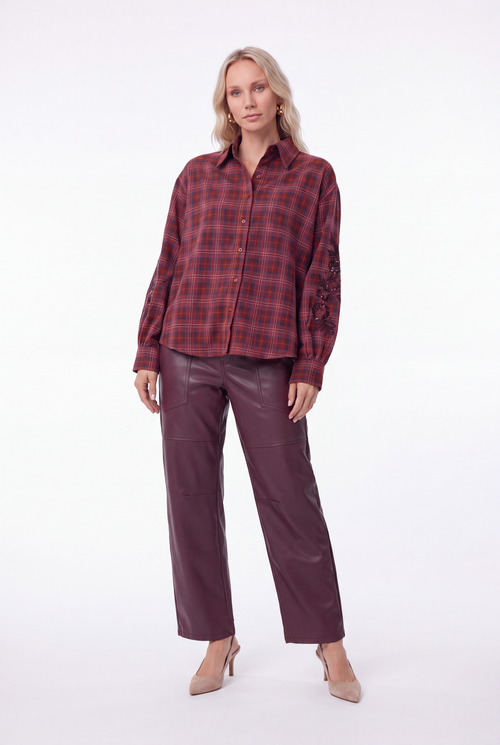 Scotie Blouse | Checked Burgundy