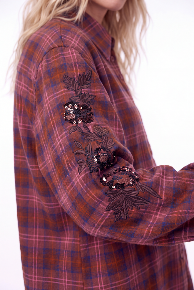 Scotie Blouse | Checked Burgundy