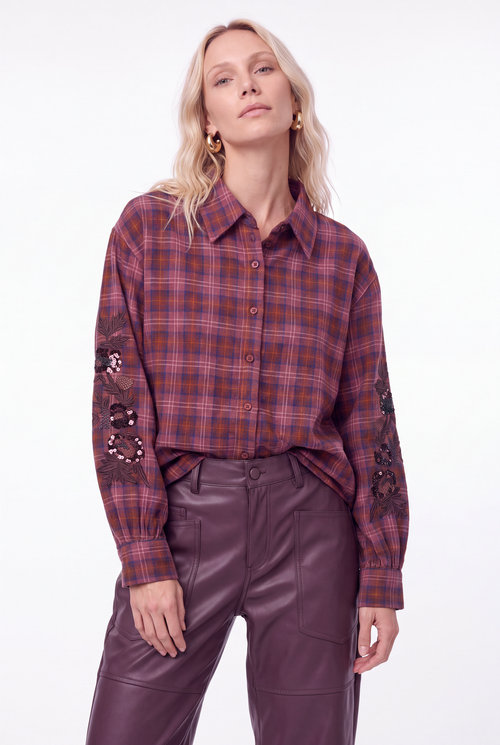 Scotie Blouse | Checked Burgundy