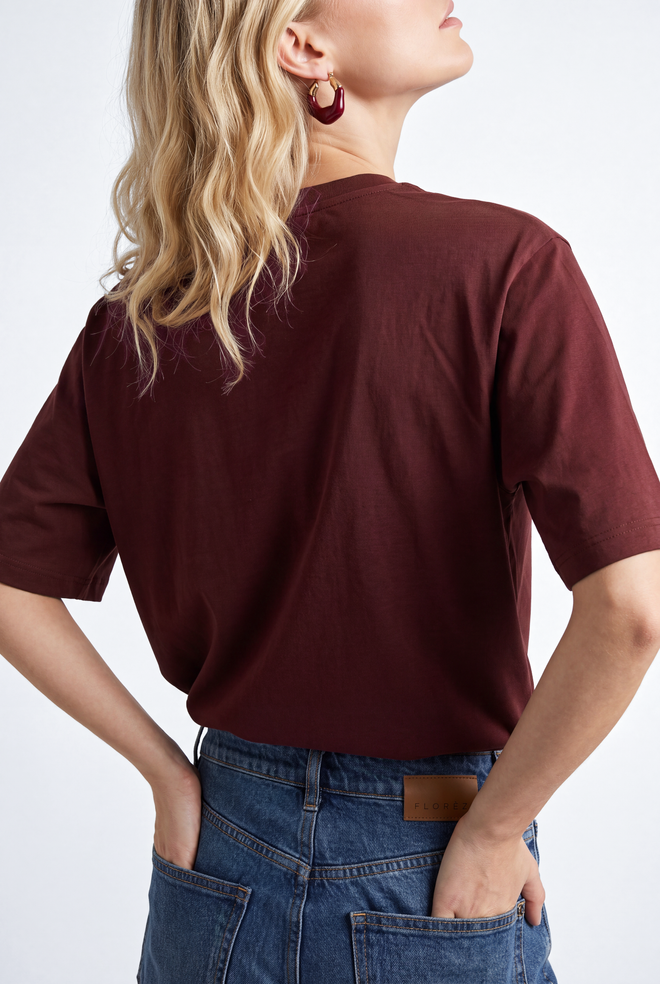 Amour Tshirt Mauve Wine Oversized fit