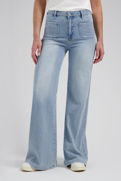 Ana Flared Pocket | Smooth blue