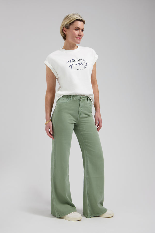 Ana Flared in Olive Green van Florèz