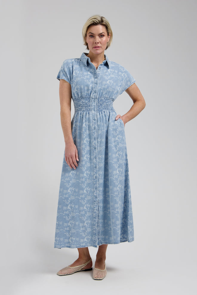 Estelle Dress | Plaited blue