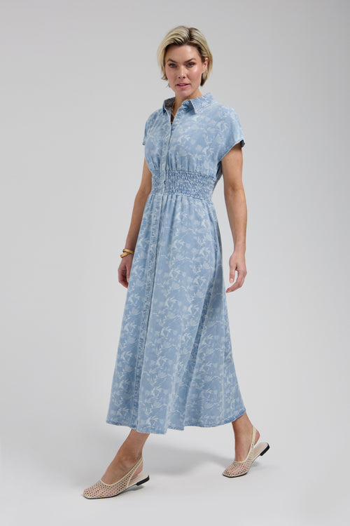 Estelle Dress | Plaited blue