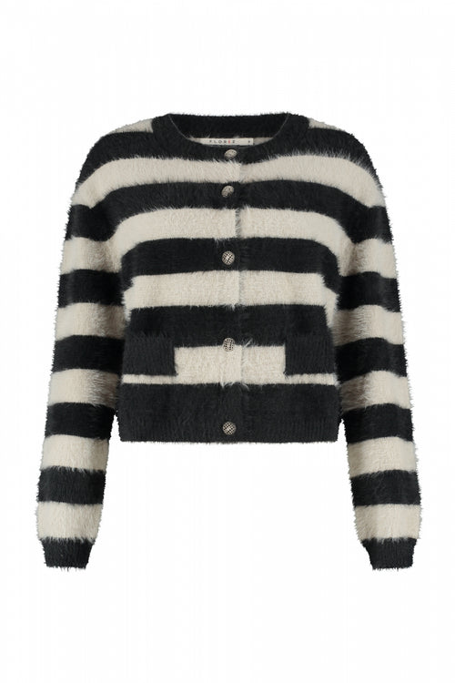 Hazel Striped Knit Cardigan | Off-White Striped