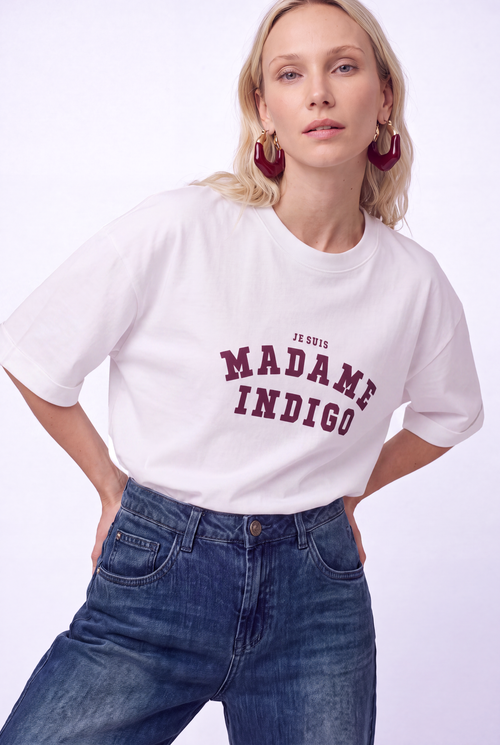 Je suis T-Shirt White - Mauve texted oversized fit