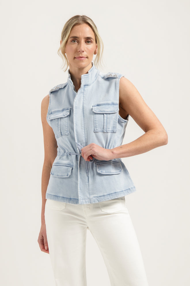 Johnny Gilet | Bleached Denim