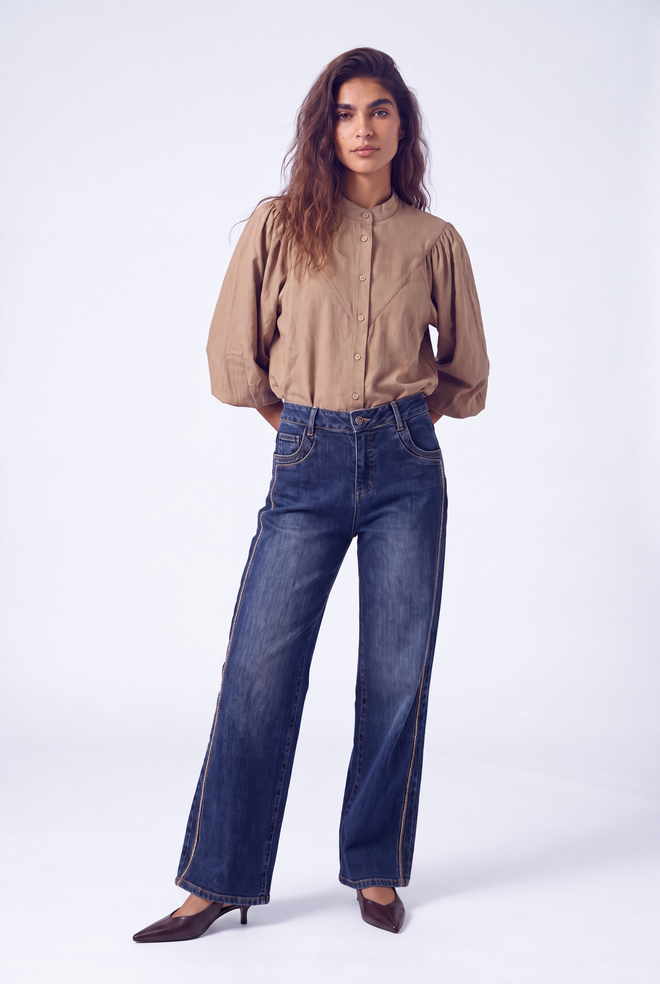 Kiki Jeans Fancy Blue Straight leg jeans met donkerblauwe wassing