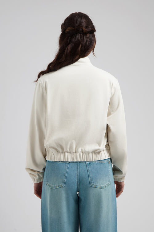 Kyra jacket Soft white Denim Jack in Bomber stijl