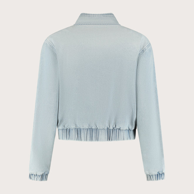 Kyra jacket Crystal blue Denim Jack in Bomber Stijl