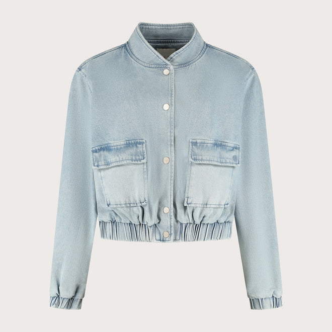 Kyra jacket Crystal blue Denim Jack in Bomber Stijl