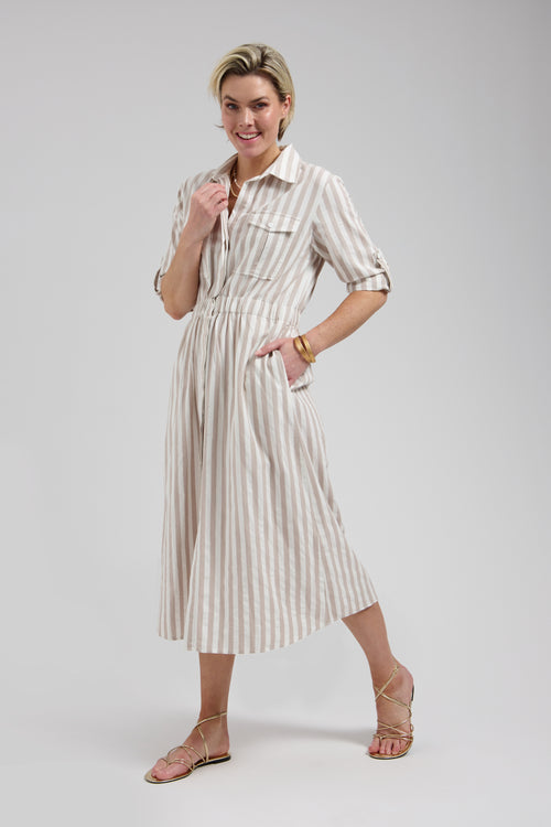 Maya dress | Sand striped