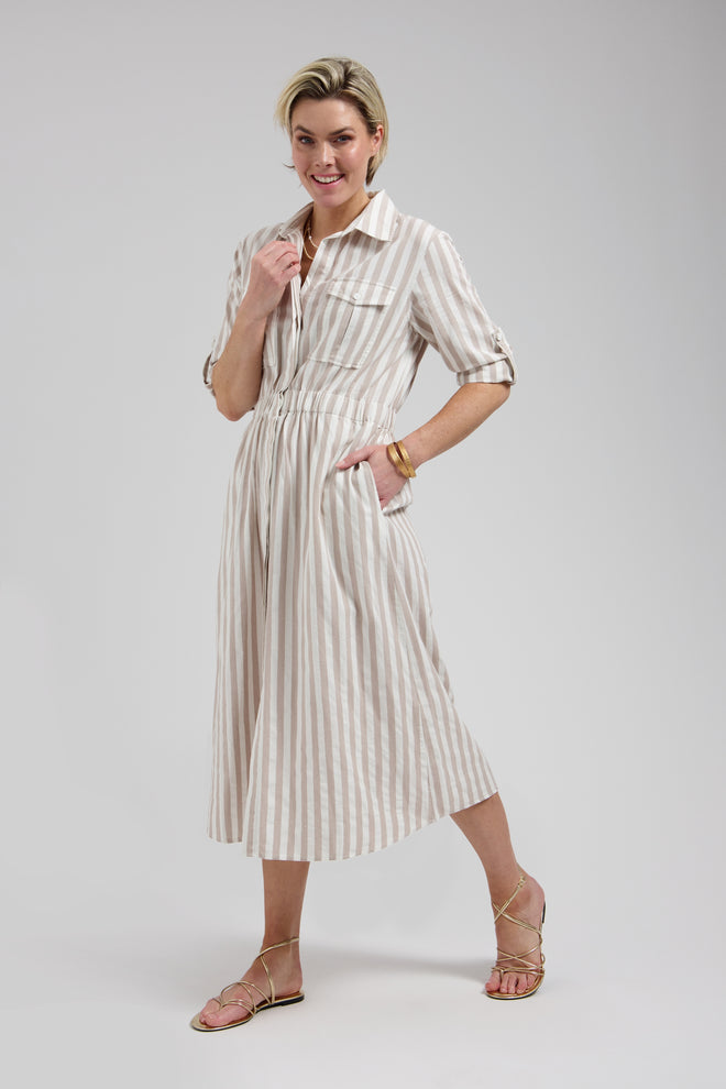 Maya dress | Sand striped