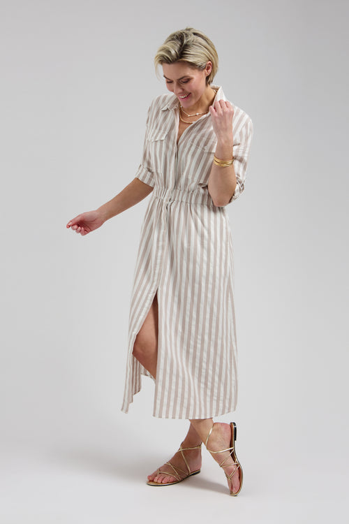 Maya dress | Sand striped