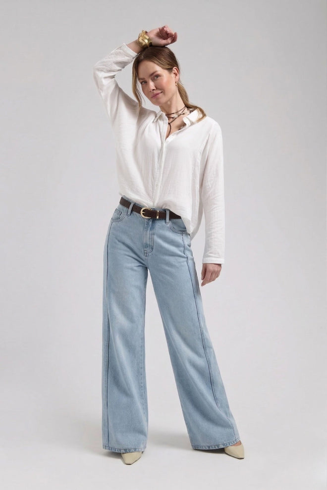Riley Wide Leg Bleached Denim