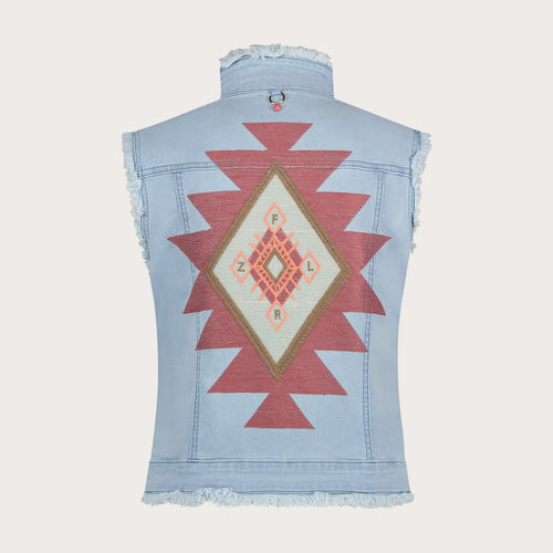 Ginny Gilet Aztec | Bleached Denim