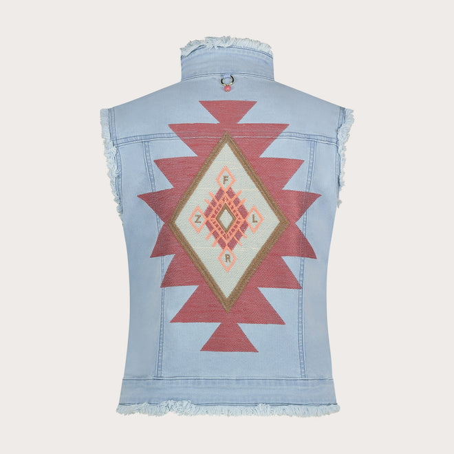 Ginny Gilet Aztec | Bleached Denim