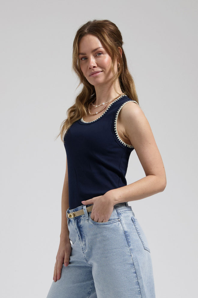 Solé top Navy Blue Aangesloten tanktop