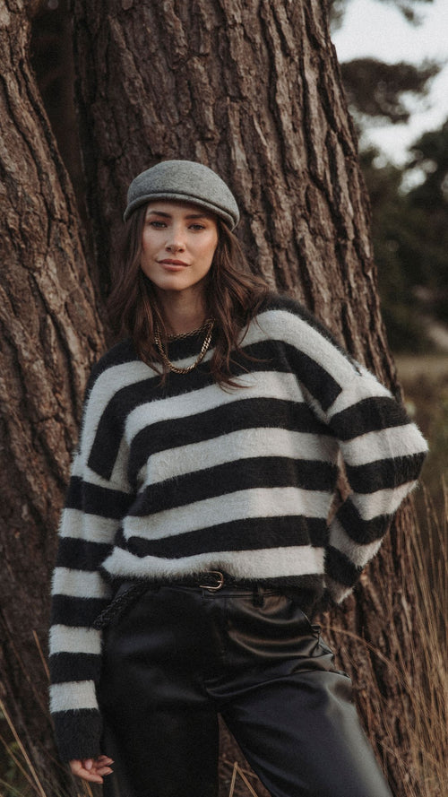Aurelia Striped Knit Sweater | Off-White Striped