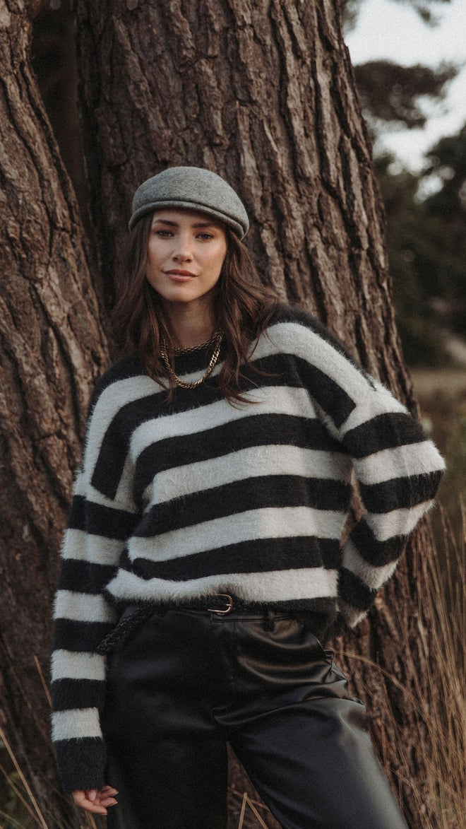 Aurelia Striped Knit Sweater | Off-White Striped