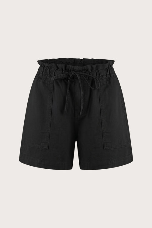 Will short Black korte bermuda met geplooide taille en strikdetail