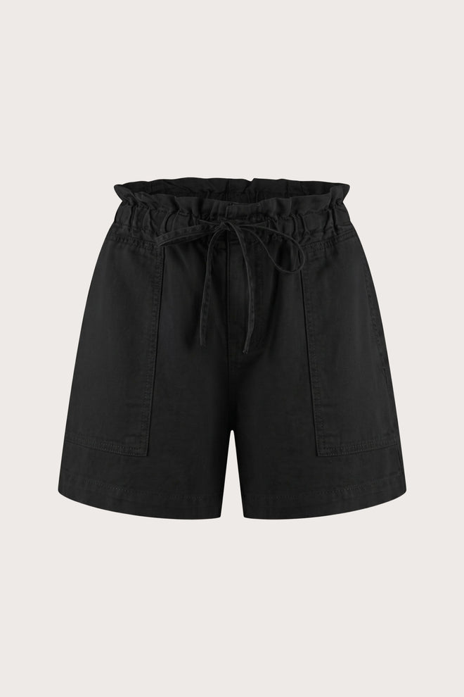 Will short Black korte bermuda met geplooide taille en strikdetail