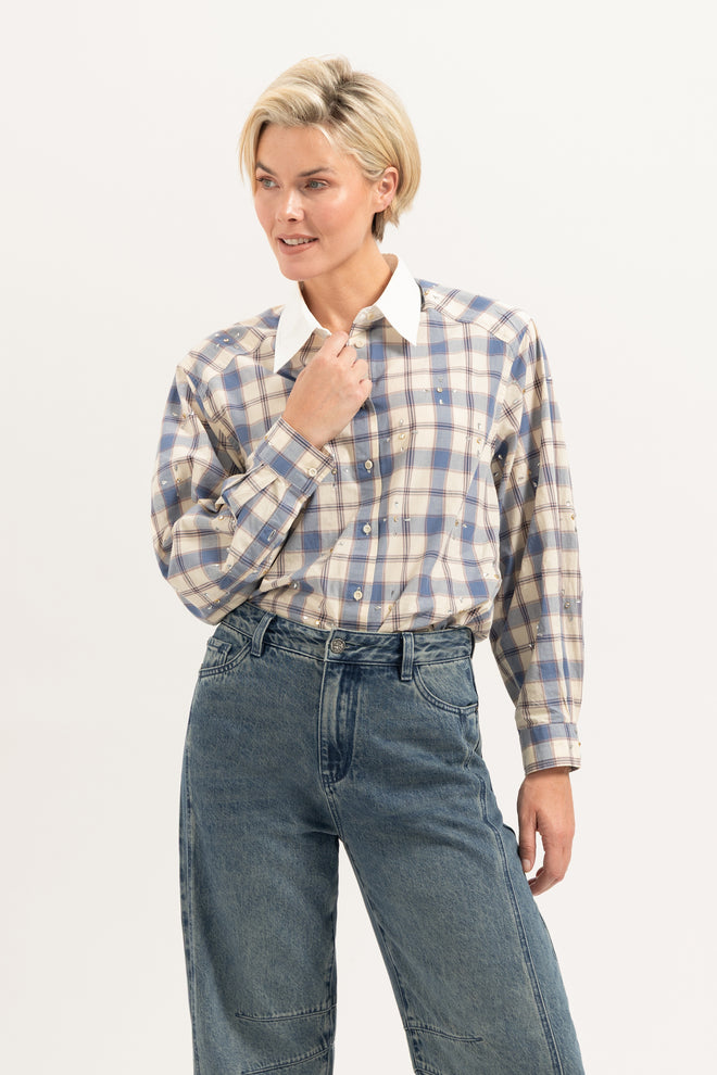 Amelie Blouse | Checked Blue