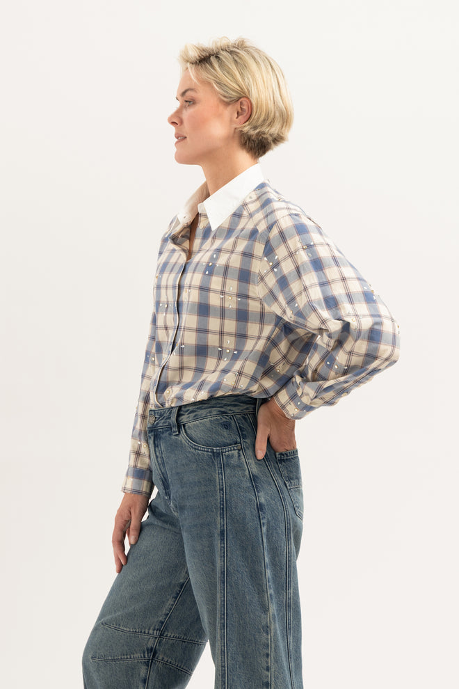 Amelie Blouse | Checked Blue