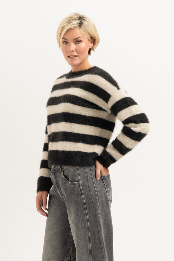 Aurelia Striped Knit Sweater | Off-White Striped