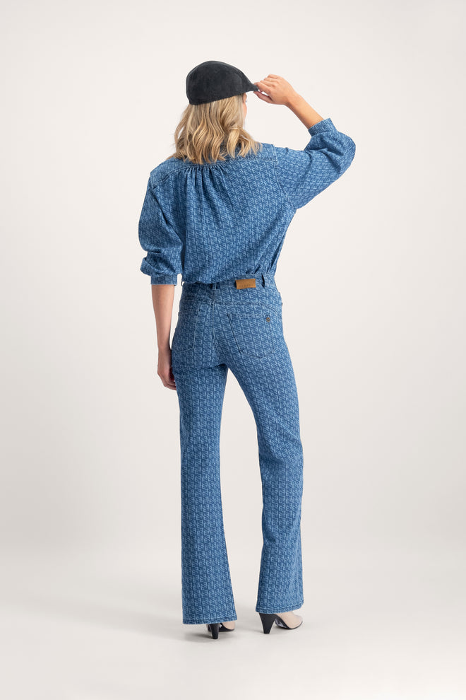 Ana Flared Laser Print | Blue