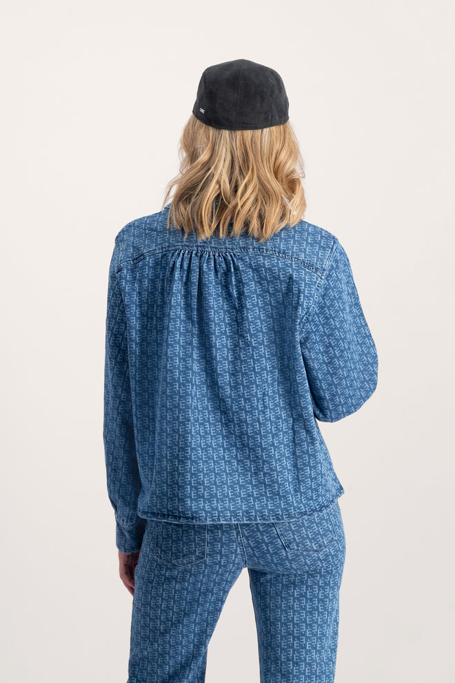 Denim Shirt Laser Print | Blue