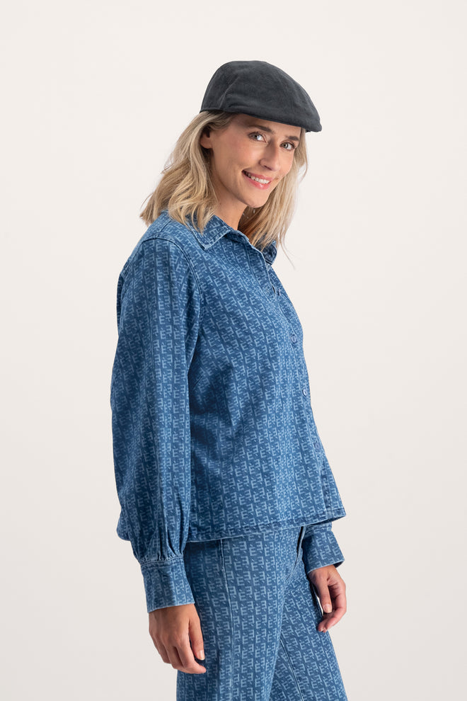 Denim Shirt Laser Print | Blue