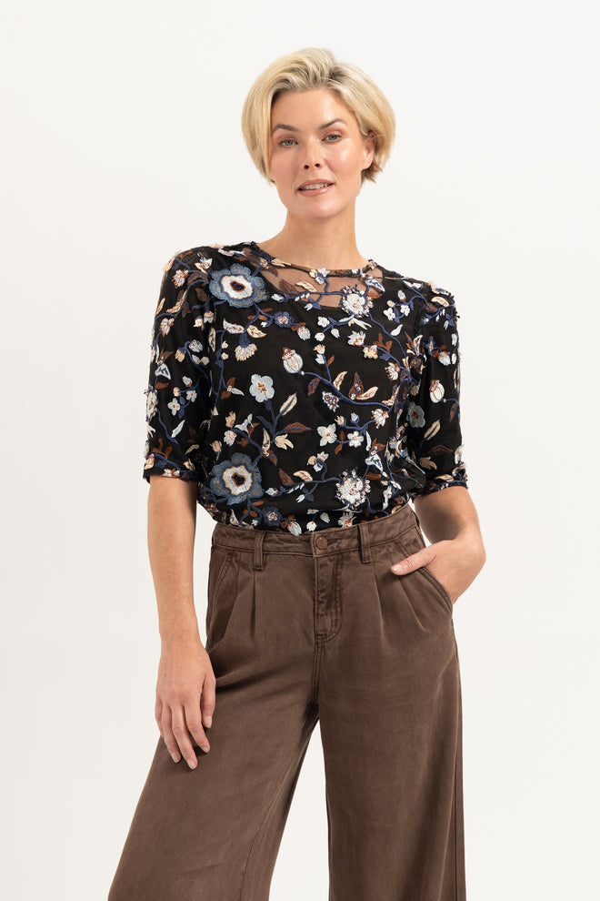 Alice Mesh Blouse | Western Flowers
