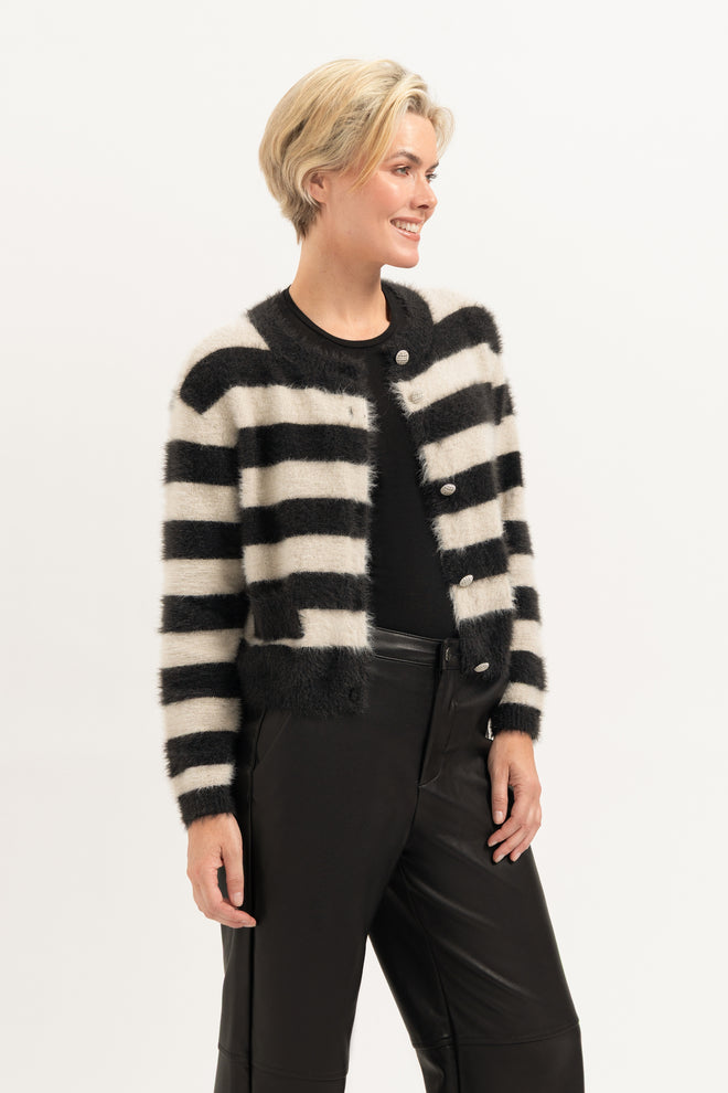 Hazel Striped Knit Cardigan | Off-White Striped