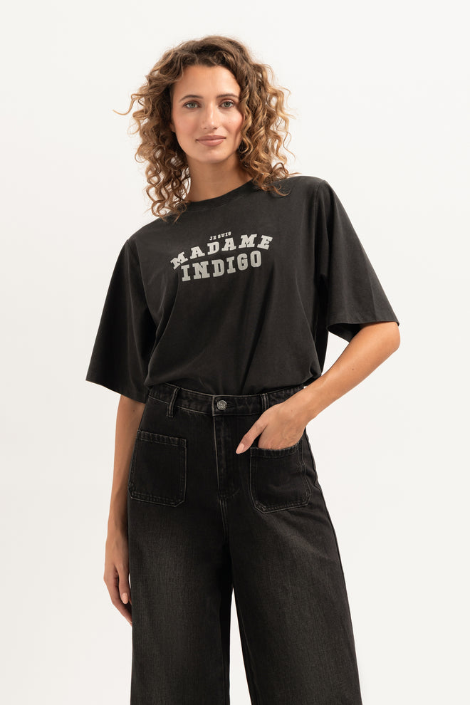 Je suis T-Shirt | Washed Grey - White texted