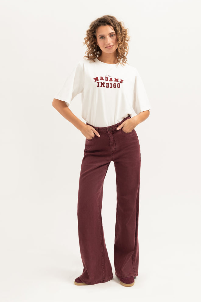 Je suis T-Shirt | White - Burgundy texted