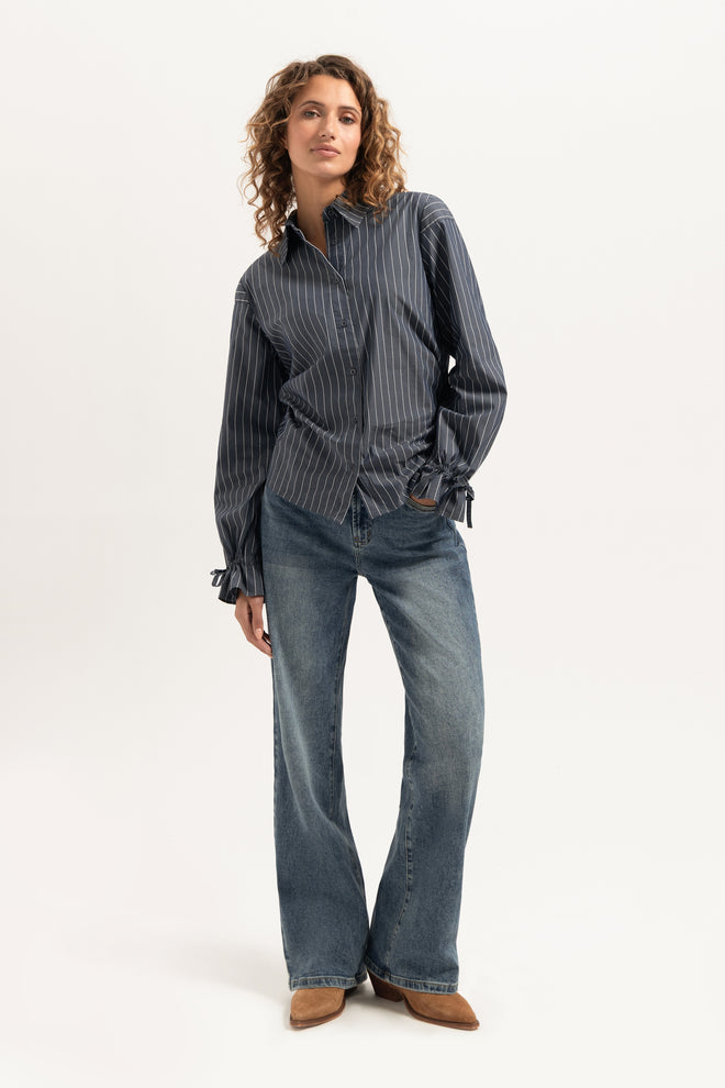 Serena Blouse | Grey Striped